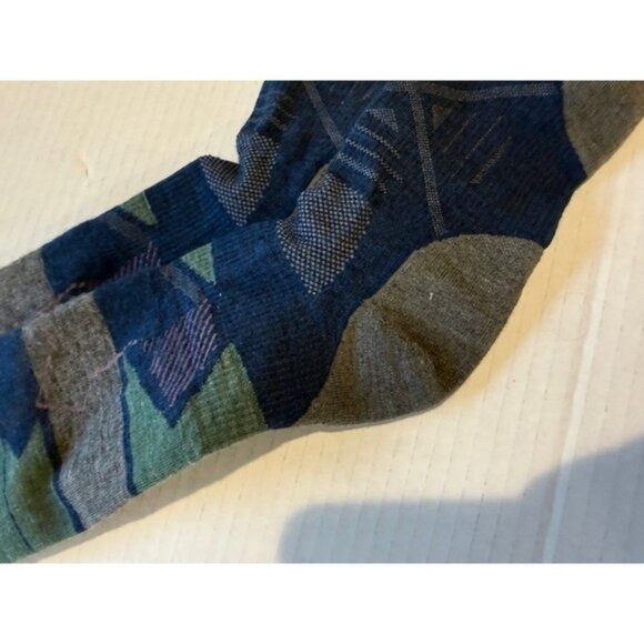 Smartwool Merino Wool Blend Hiking Socks Blue Green Gray Pattern Size ? 2053 - Picture 3 of 6